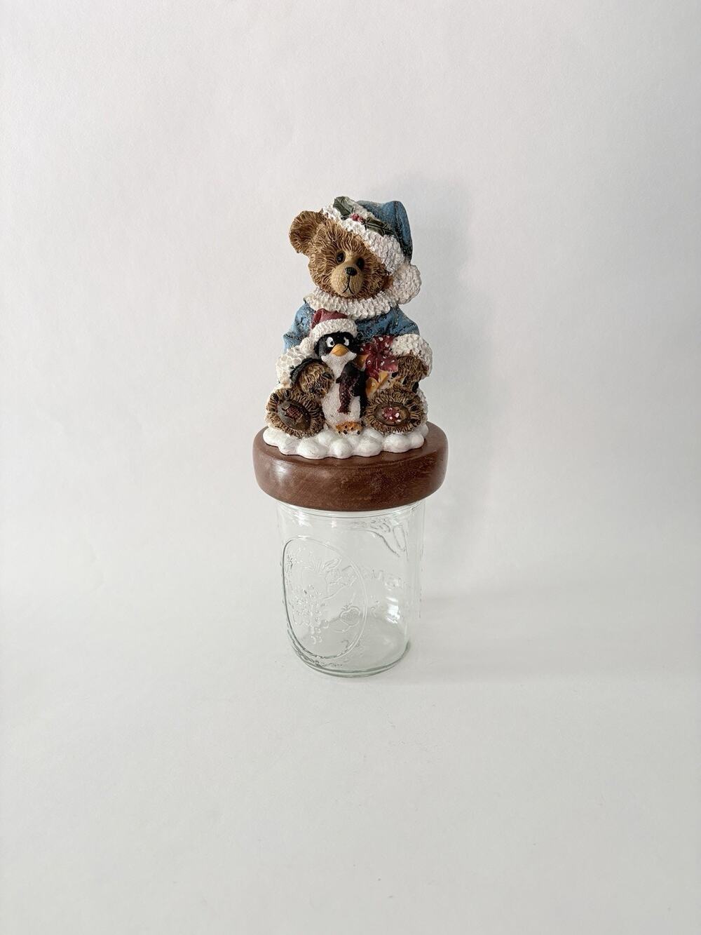 Christmas Bear Penguin Mason Jar Screw Top Lid Topper Resin Vintage